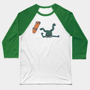 Skateboarding Frog Baseball T-Shirt